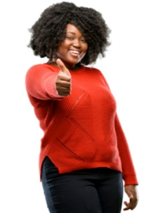 Woman with thumbs up